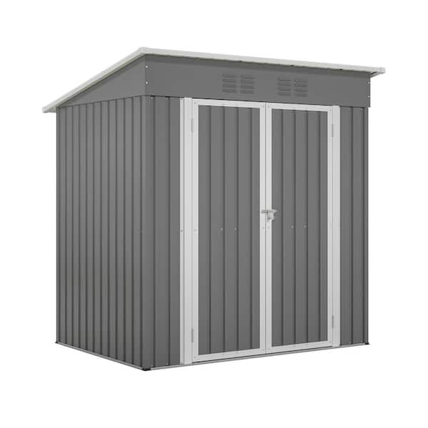6 ft. W x 4 ft. D Gray Outdoor Metal Storage Shed with Sloped Roof Utility Tool Shed Storage House (24 sq. ft. )