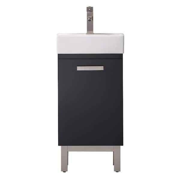 Design Element Stella 16.5 in. W x 12 in. D x 33.75 in. H Bath Vanity in Black with Porcelain Vanity Top in White with White Basin