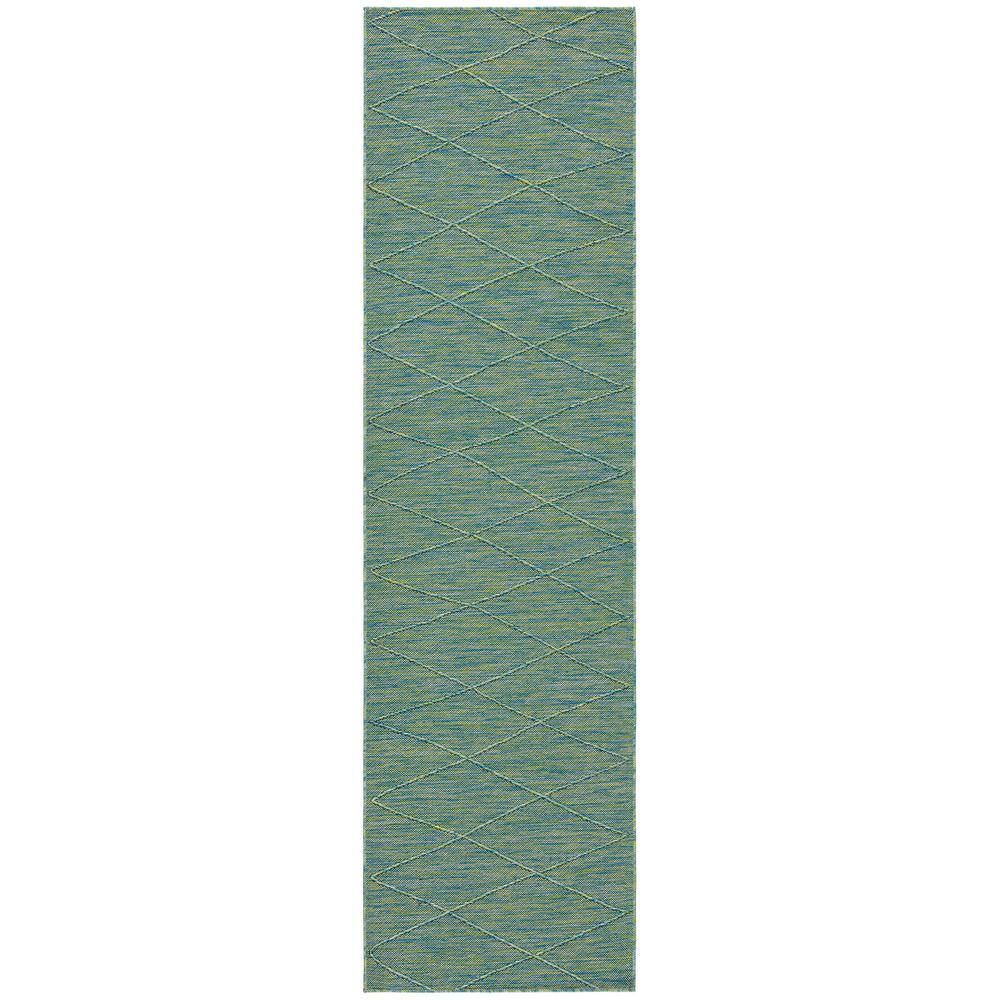 Nourison Home Practical Solutions Blue Green 2 ft. x 8 ft. Diamond Contemporary Runner Area Rug