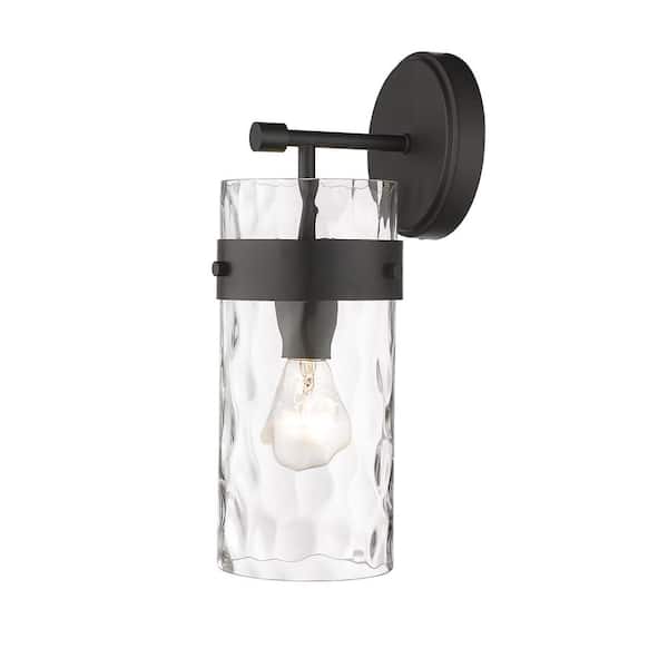 Unbranded Fontaine 5.5 in. 1-Light Wall Sconce Matte Black with Clear Glass Shade