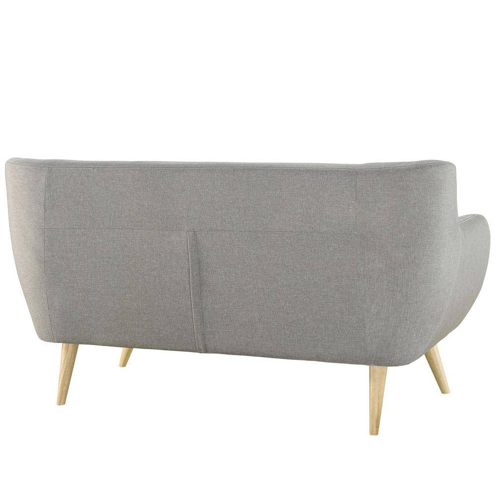 Light Gray Tufted Fabric Loveseat with Wood Legs
