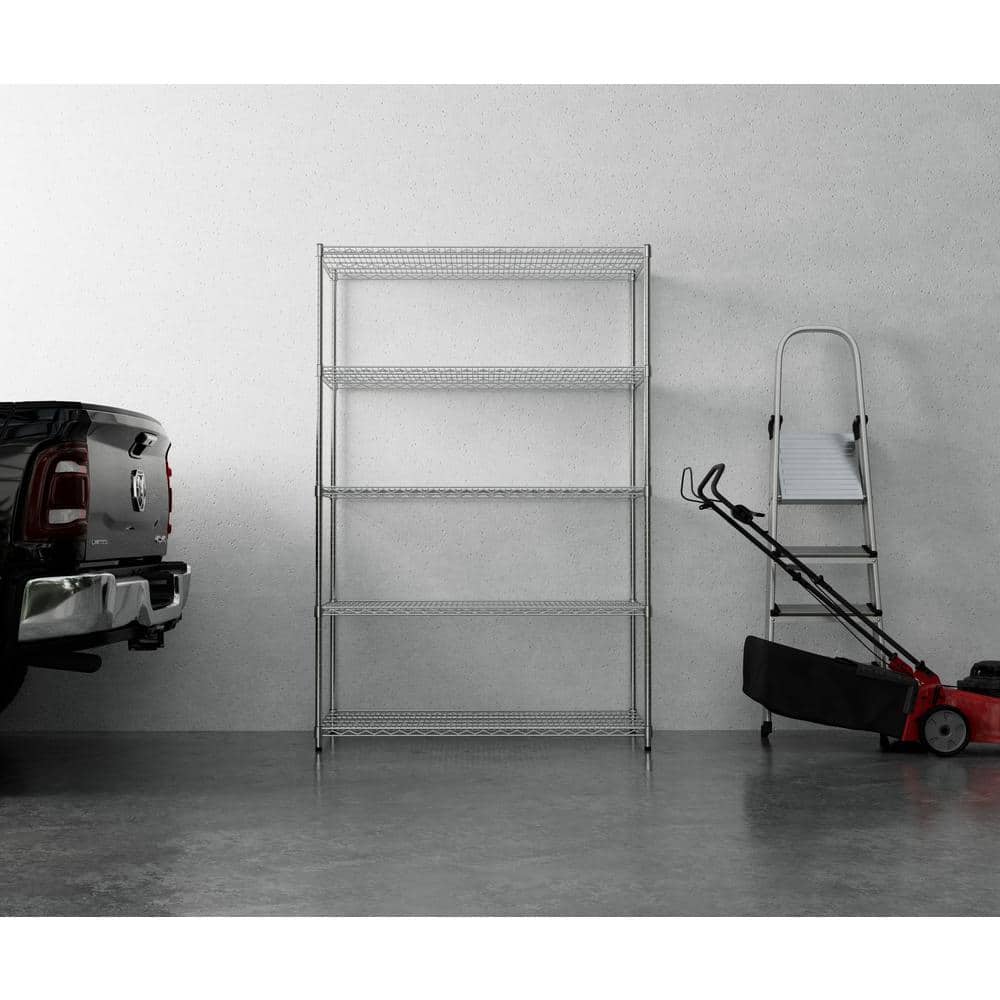 Everest Heavy-Duty 5-Tier Chrome Steel Utility Shelving Unit