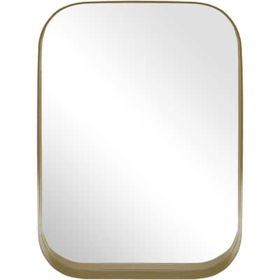 Medium Rectangle Gold Modern Mirror with Deep-Set Frame and Rounded Corners (32 in. H x 24 in. W)