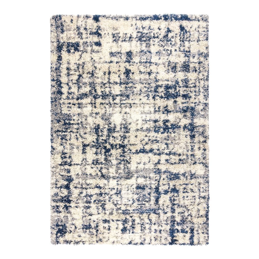 Myra Blue and Beige 5' x 7' Tufted Shag Rug