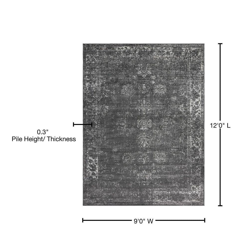Casino Sofia Dark Gray 9' x 12' Rectangular Synthetic Area Rug