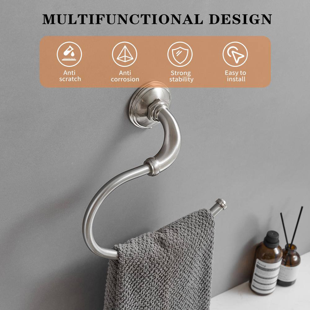 Nickel 4-Piece Bathroom Hardware Set with Towel Bar