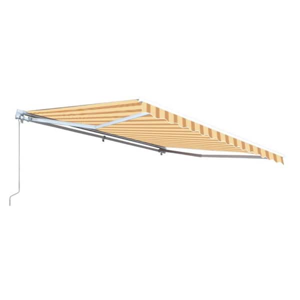 Aleko 13 Ft Manual Patio Retractable Awning 120 In Projection In Multi Stripes Yellow