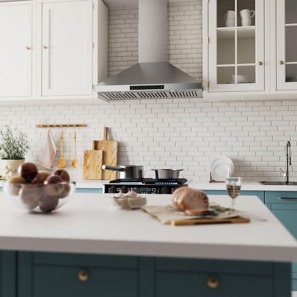 36 in. 600 CFM Convertible ductless to ducted Wall Mount Range Hood in Stainless Steel with Gesture Control and LED