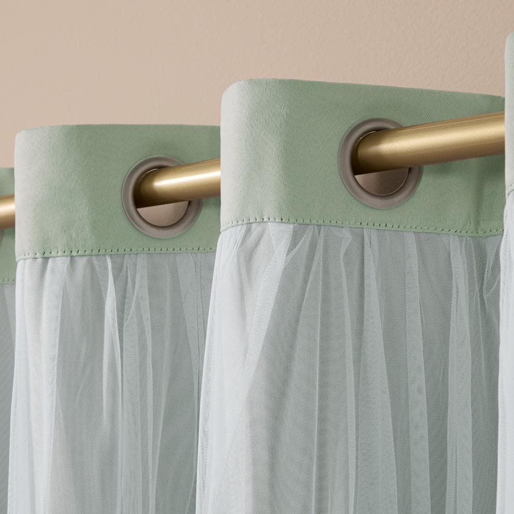Seafoam and Cloud Gray Polyester Blackout Grommet Window Panels