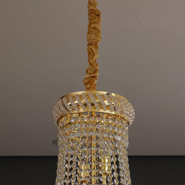 OUKANING 14-Light Golden France Empire Style Modern K9 Crystal