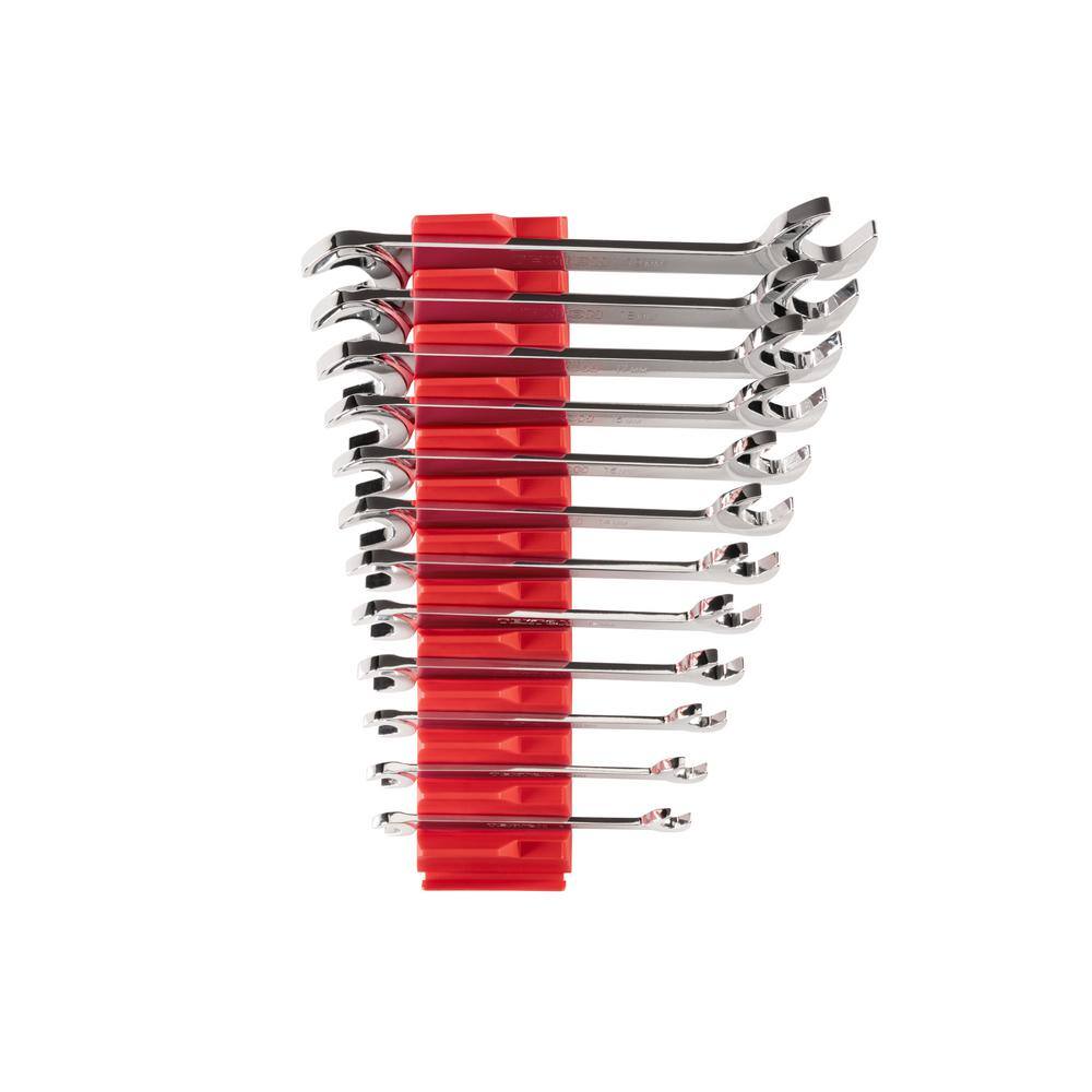 TEKTON 8 mm to 19 mm Angle Head Open End Wrench Set with Modular Slotted Organizer (12Piece