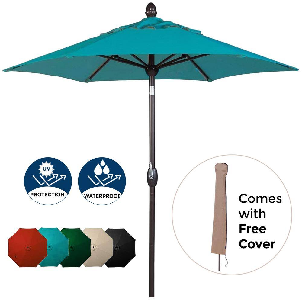 SORARA 7-1/2 ft. Polyester Patio Umbrella in Turquoise-APAU75386CTAL ...