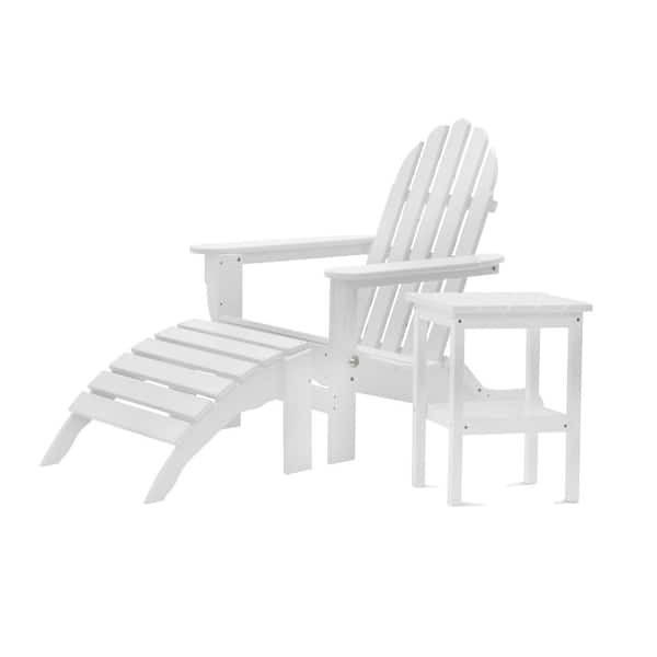 DUROGREEN Icon White 3-Piece Plastic Folding Adirondack Chair
