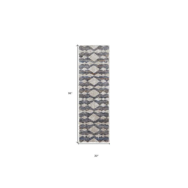 2 ft. x 8 ft. Tan, Ivory Chevron Runner Rug