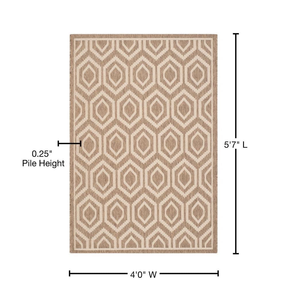 Brown and Bone Geometric Indoor/Outdoor Area Rug