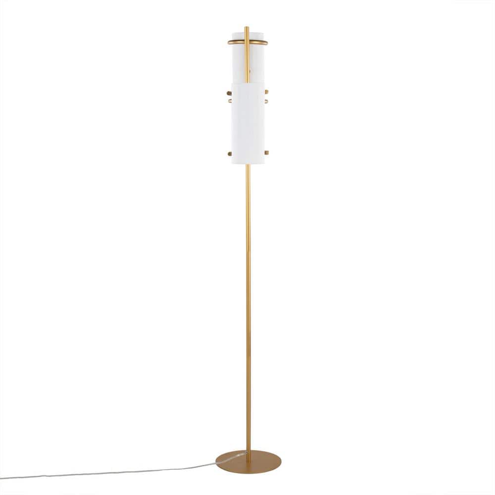 Rhonda 71" Gold Metal Floor Lamp with White Shades