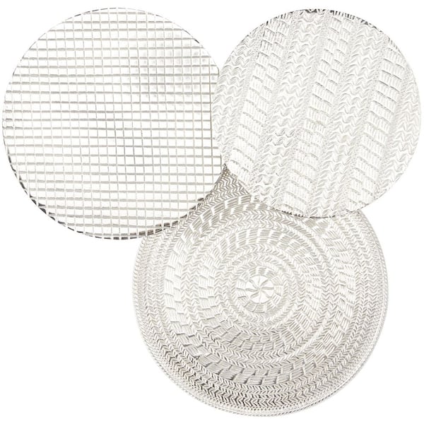 Litton Lane 18 in. x  18 in. Aluminum Silver Plate Wall Decor with Textured Pattern