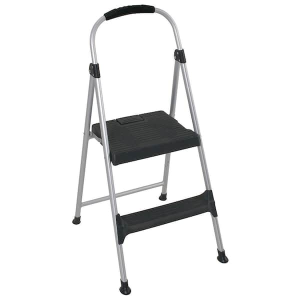 Cosco 3.18 ft. 2-Step Aluminum Step Stool Ladder with Plastic Steps 225 lb. Load capacity