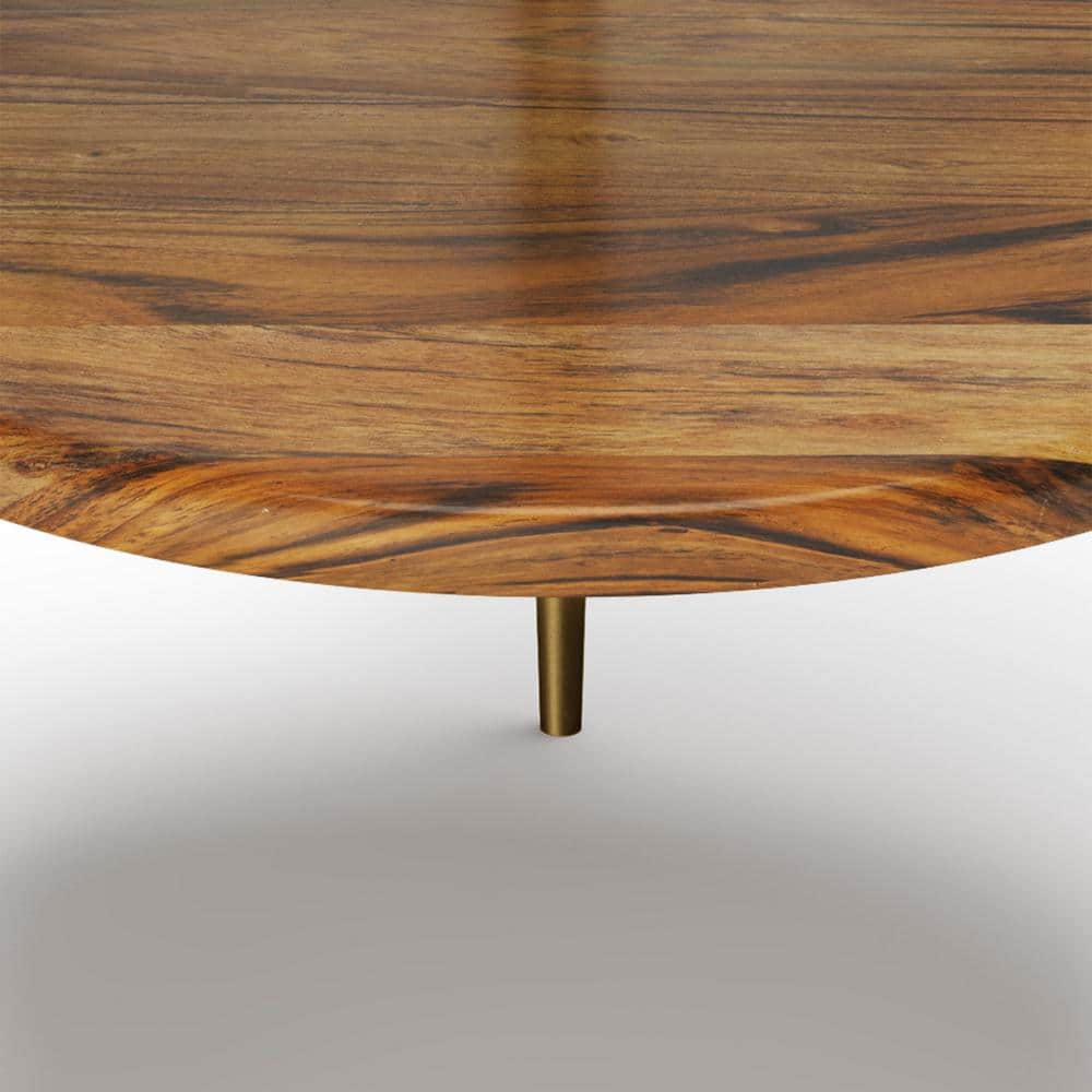 Wagner 18" Round White Marble and Acacia Wood Side Table