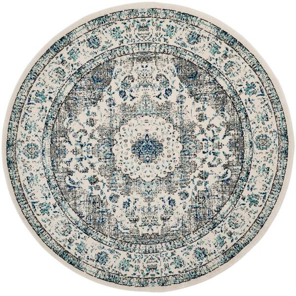 SAFAVIEH Evoke Ivory/Gray 8 ft. x 8 ft. Round Border Area Rug