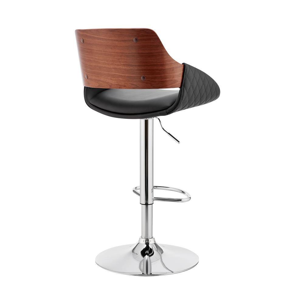 Colby Adjustable Black Faux Leather and Chrome Finish Swivel Bar Stool