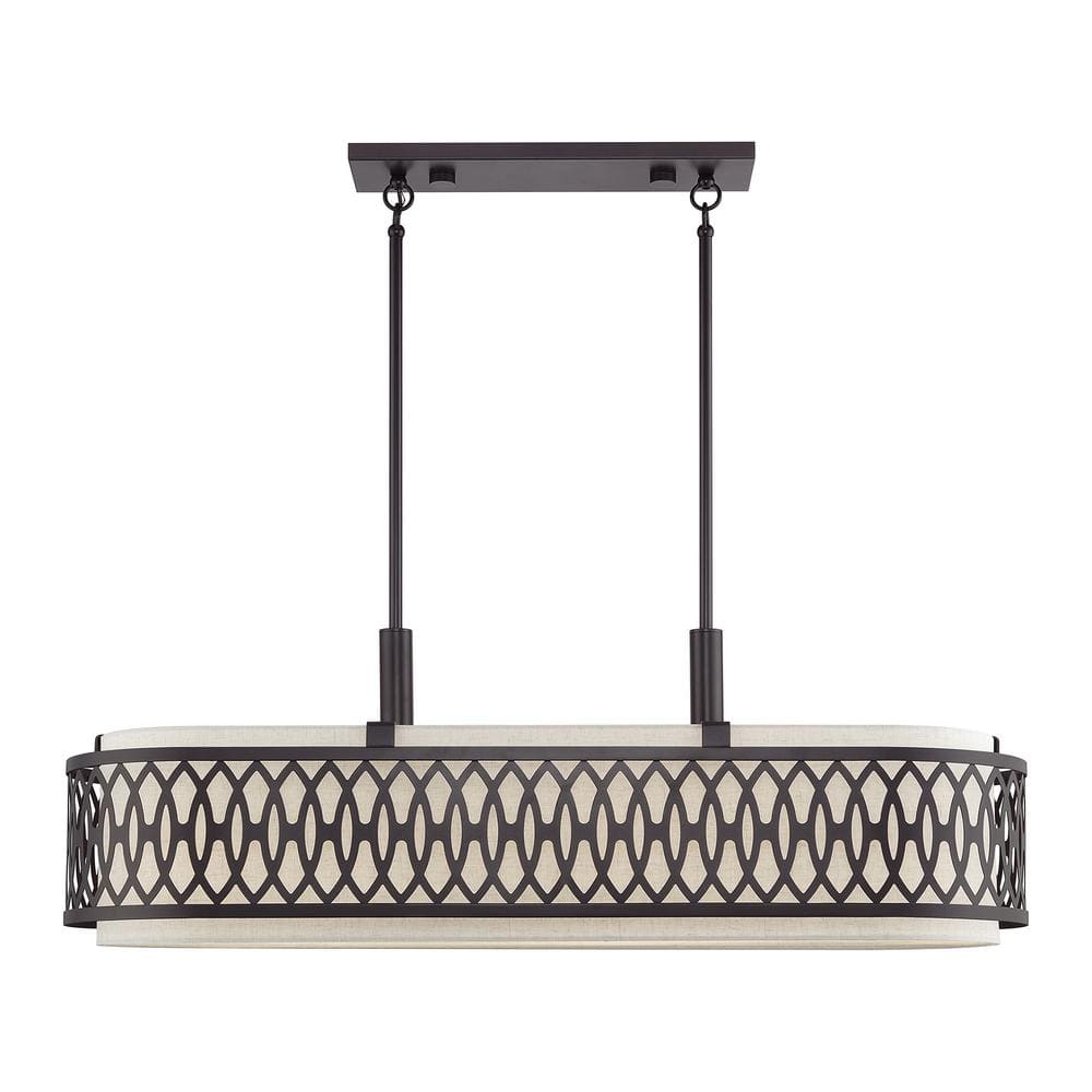Vistaview 6-Light English Bronze Linear Chandelier with Oatmeal Fabric Shade price history on PriceWatchPro