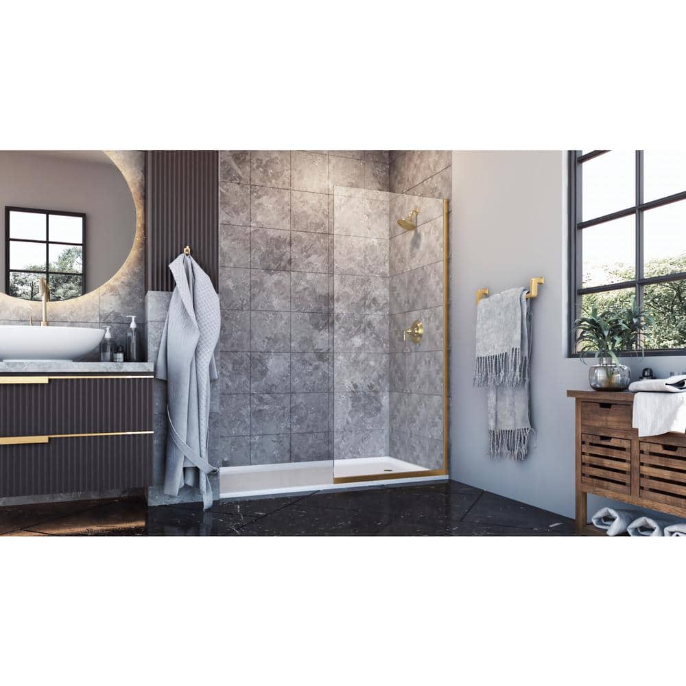 Eurolite 34" x 76" Brushed Gold Semi Frameless Shower Door