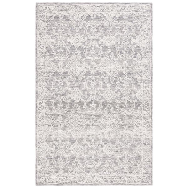 SAFAVIEH Ebony Ivory/Gray Doormat 3 ft. x 5 ft. Traditional Area Rug