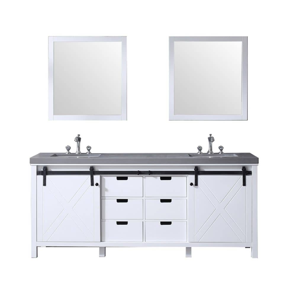 Marsyas 80 in W x 22 in D White Double Bath Vanity, Grey Quartz Countertop, Faucet Set and 30 in Mirrors price history on PriceWatchPro