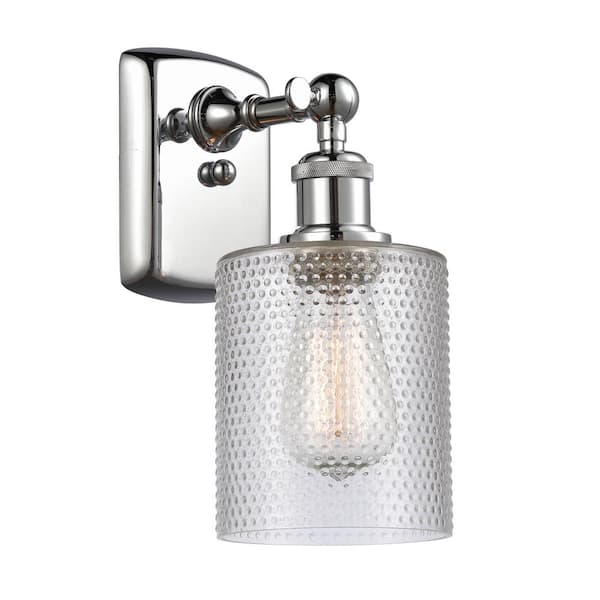 Innovations Cobbleskill 5 in. 1-Light Polished Chrome Wall Sconce with Clear Glass Shade