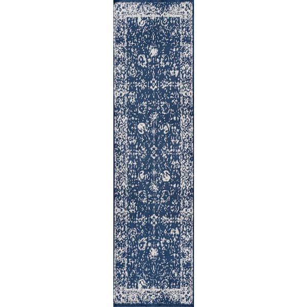 Soleiman Modern Persian Navy 2 ft. x 8 ft. Runner Rug