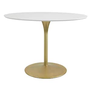 Flower Dining Table with White Top and Brass Base