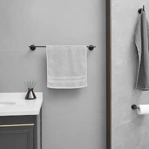 Bathroom Hardware Set 4-Piece Bath Hardware Set with Towel Bar, Robe Hook, Toilet Paper Holder in Matte Black