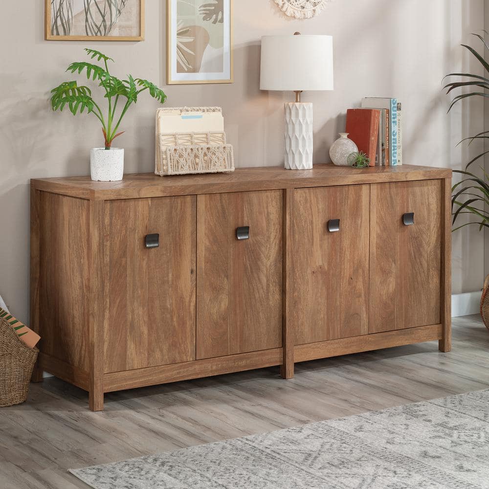 Sindoori Mango Brown Wood Office Credenza with Filing Cabinet