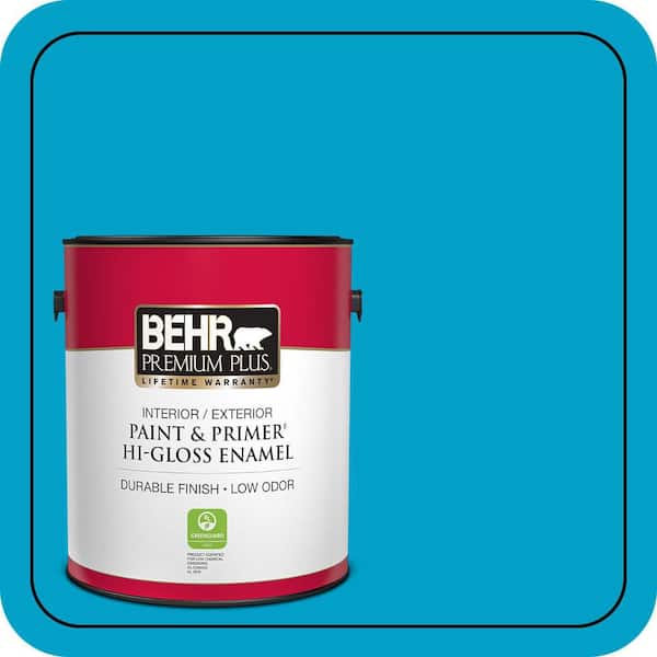 BEHR PREMIUM PLUS 1 gal. #P490-5 Yucatan Hi-Gloss Enamel Interior/Exterior Paint & Primer