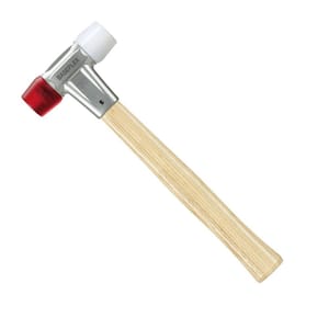 Halder 11 oz. Mallet with Zinc die cast housing Hard Wood Handle Red Plastic Face and White Nylon Face