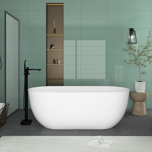 Unbranded 67 in. x 31 in. Soaking Bathtub with Center Drain in Glossy White