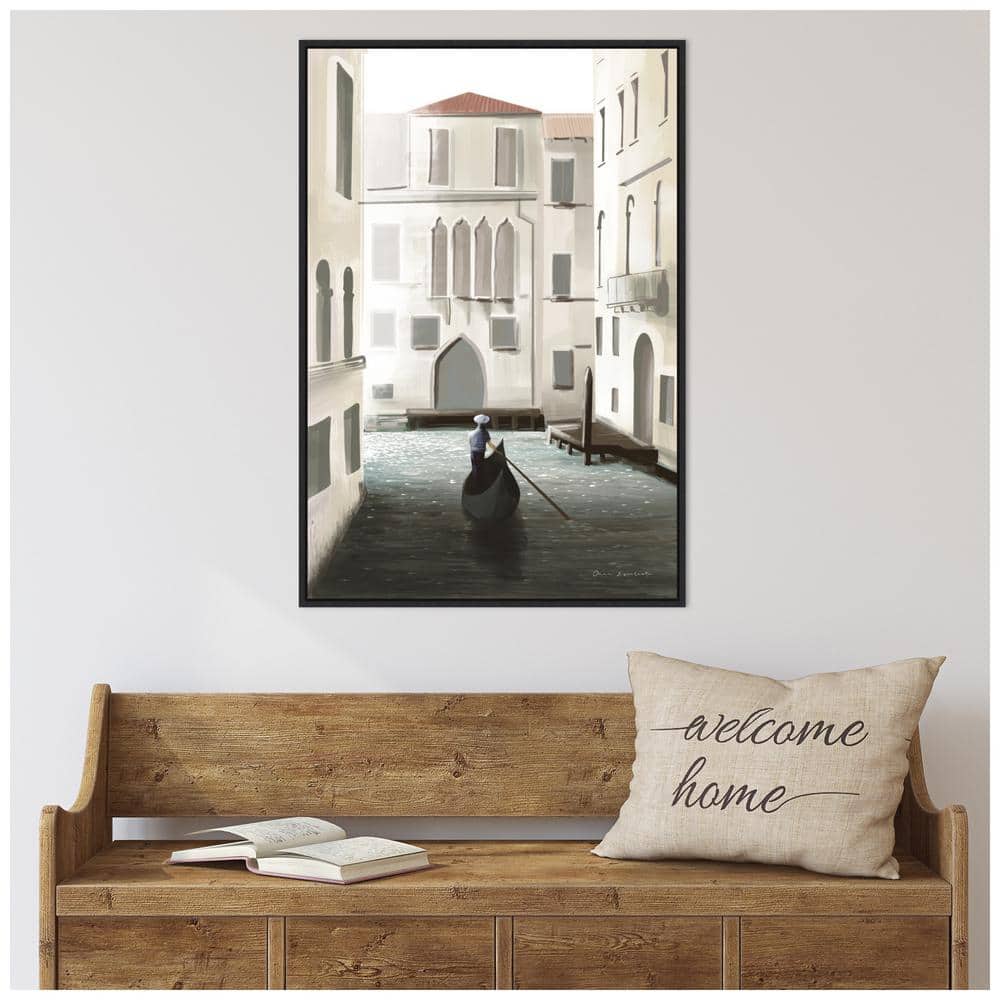 Venice Moment by Omar Escalante Black Floater Frame Canvas Wall Art