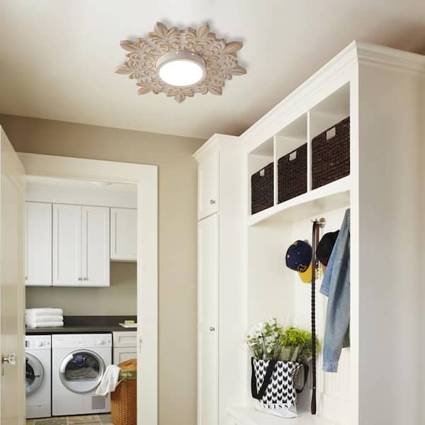 21.65 in. 16-Watt Modern White Dimmable Flower Shape LED Light Flush Mount with Acrylic Shade