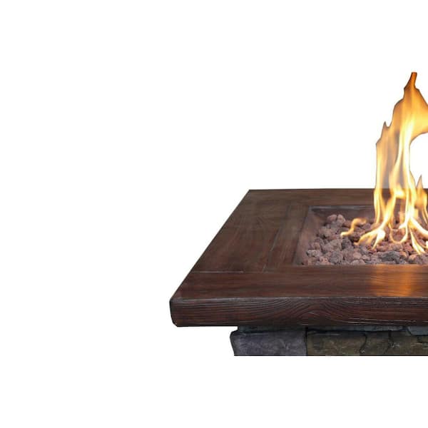 Brown Wood Look Propane Gas Fire Pit, Moroccan Fire Pit B M