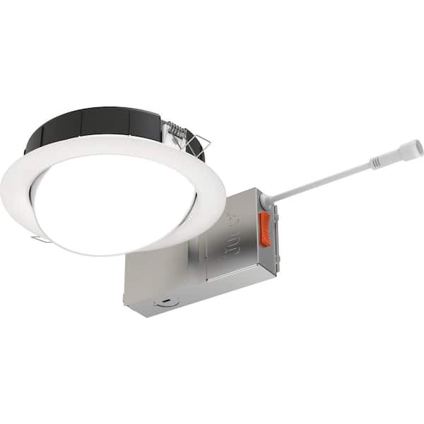 Contractor Select WF6 ADJ SWW5 6 in. Selectable CCT Ultra Slim Canless  Integrated LED White Recessed Light Trim