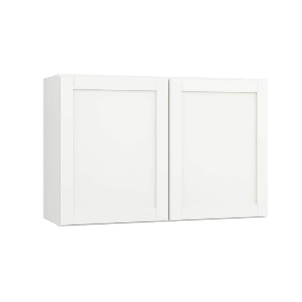 Hampton Bay Courtland Polar White Finish Laminate Shaker Stock Assembled Wall Kitchen Cabinet 36 in. x 24 in. x 12 in.