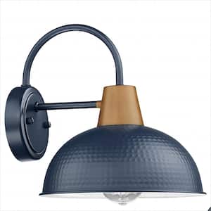 10.2 in. Blue No Motion Sensing Outdoor Hardwired Barn Wall Sconce Waterproof Lantern Scone with No Bulbs Included