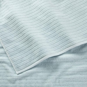 Quick Dry Cotton Crystal Bay Blue Ribbed 6-Piece Bath Towel Set