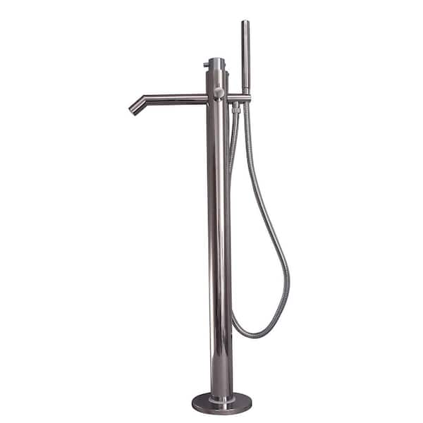 Barclay Products Slaton Single-Handle Freestanding Tub Faucet with Hand Shower in Polished Stainless