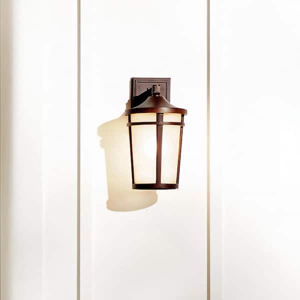 Atwood 14.25 in. 1-Light Brownst1 Outdoor Hardwired Wall Lantern Sconce with No Bulbs Included (1-Pack)