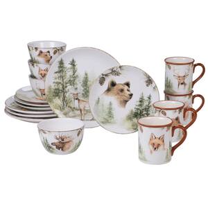 Mountain Retreat 16-Piece Country/Cottage Multi-Colored Ceramic Dinnerware Set (Service for 4)