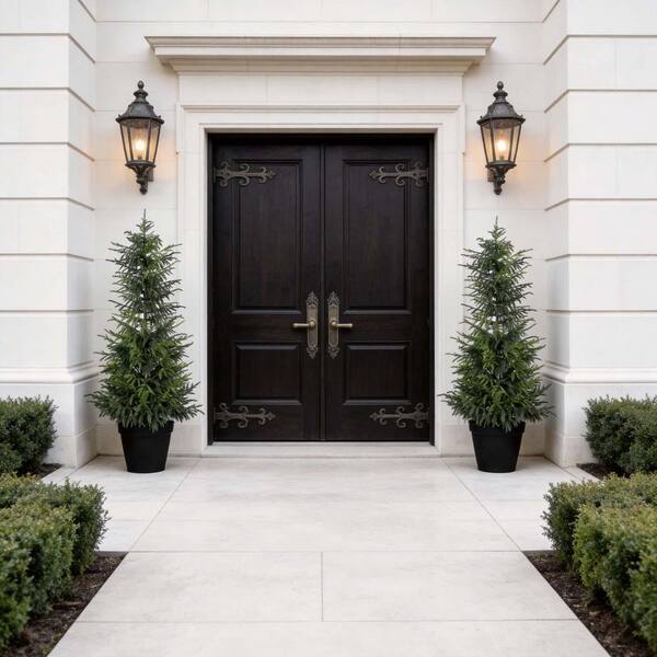 4 ft. Artificial Pine Tree in Black Pot (Set of 2) Indoor Outdoor