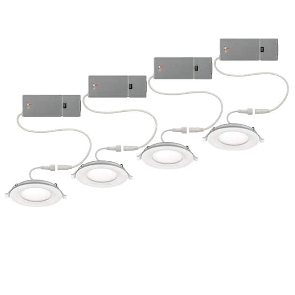 4-pack 4 in. Canless Adjustable CCT Integrated LED Recessed Light Trim Night Light 650lms New Construction Remodel