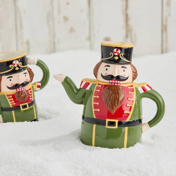Nutcracker Parade 3-D Nutcracker 4-Cup 30 oz. Assorted Colors Ceramic Teapot